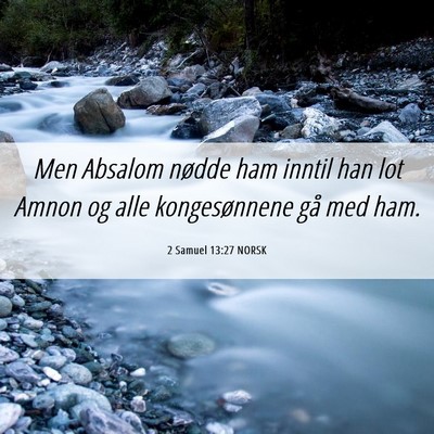 Picture 06 - 2 Samuel 13:27 NORSK - Men Absalom nødde ham inntil han lot Amnon og - Bible Verse Picture