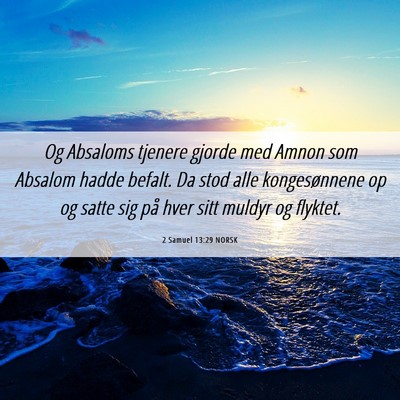 Picture 06 - 2 Samuel 13:29 NORSK - Og Absaloms tjenere gjorde med Amnon som Absalom - Bible Verse Picture