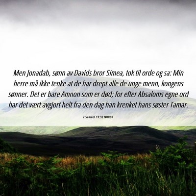 Picture 06 - 2 Samuel 13:32 NORSK - Men Jonadab, sønn av Davids bror Simea, tok til - Bible Verse Picture