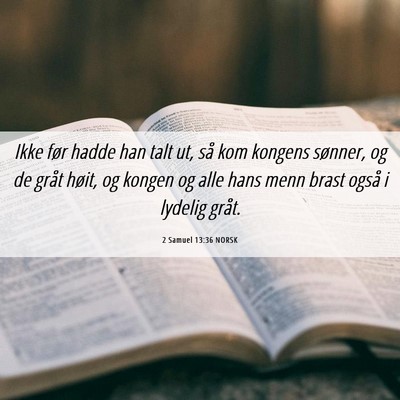 Picture 06 - 2 Samuel 13:36 NORSK - Ikke før hadde han talt ut, så kom kongens - Bible Verse Picture
