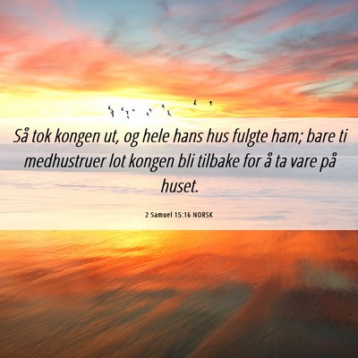 Picture 06 - 2 Samuel 15:16 NORSK - Så tok kongen ut, og hele hans hus fulgte ham; - Bible Verse Picture