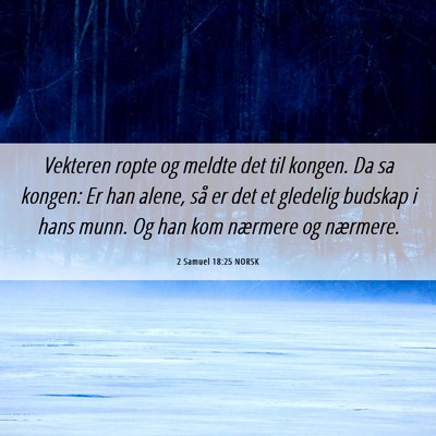Picture 06 - 2 Samuel 18:25 NORSK - Vekteren ropte og meldte det til kongen. Da sa - Bible Verse Picture