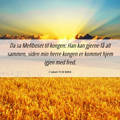 Picture 06 - 2 Samuel 19:30 NORSK - Da sa Mefiboset til kongen: Han kan gjerne få - Bible Verse Picture