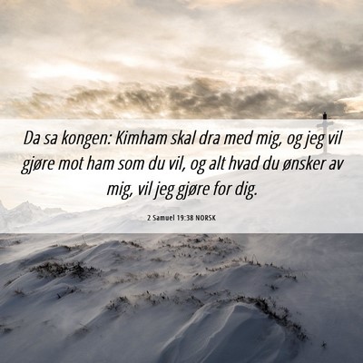 Picture 06 - 2 Samuel 19:38 NORSK - Da sa kongen: Kimham skal dra med mig, og jeg vil - Bible Verse Picture