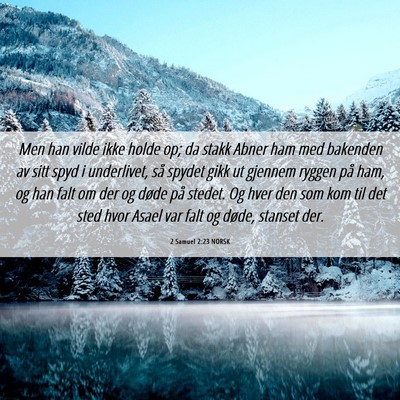 Picture 06 - 2 Samuel 2:23 NORSK - Men han vilde ikke holde op; da stakk Abner ham - Bible Verse Picture