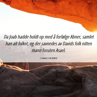 Picture 06 - 2 Samuel 2:30 NORSK - Da Joab hadde holdt op med å forfølge Abner, - Bible Verse Picture