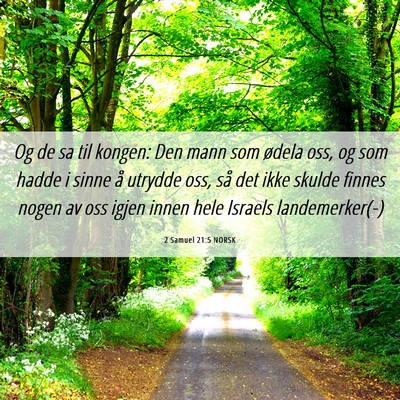 Picture 06 - 2 Samuel 21:5 NORSK - Og de sa til kongen: Den mann som ødela oss, og - Bible Verse Picture