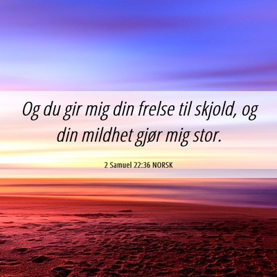 Picture 06 - 2 Samuel 22:36 NORSK - Og du gir mig din frelse til skjold, og din - Bible Verse Picture