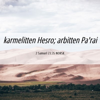 Picture 06 - 2 Samuel 23:35 NORSK - karmelitten Hesro; arbitten - Bible Verse Picture