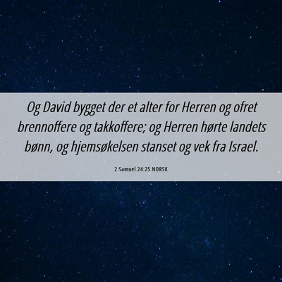 Picture 06 - 2 Samuel 24:25 NORSK - Og David bygget der et alter for Herren og ofret - Bible Verse Picture