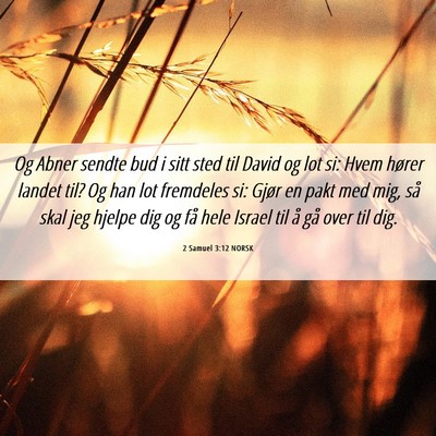Picture 06 - 2 Samuel 3:12 NORSK - Og Abner sendte bud i sitt sted til David og lot - Bible Verse Picture