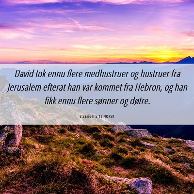 Picture 06 - 2 Samuel 5:13 NORSK - David tok ennu flere medhustruer og hustruer fra - Bible Verse Picture