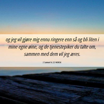 Picture 06 - 2 Samuel 6:22 NORSK - og jeg vil gjøre mig ennu ringere enn så og bli - Bible Verse Picture