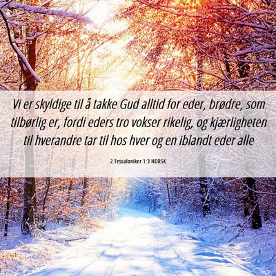 Picture 06 - 2 Tessaloniker 1:3 NORSK - Vi er skyldige til å takke Gud alltid for eder, - Bible Verse Picture