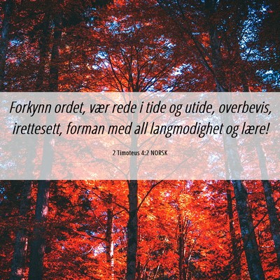 Picture 06 - 2 Timoteus 4:2 NORSK - Forkynn ordet, vær rede i tide og utide, - Bible Verse Picture
