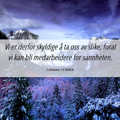 Picture 06 - 3 Johannes 1:8 NORSK - Vi er derfor skyldige å ta oss av slike, forat - Bible Verse Picture