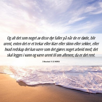 Picture 06 - 3 Mosebok 11:32 NORSK - Og alt det som noget av disse dyr faller på når - Bible Verse Picture