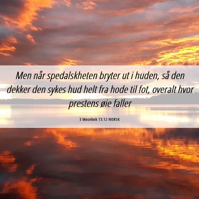 Picture 06 - 3 Mosebok 13:12 NORSK - Men når spedalskheten bryter ut i huden, så den - Bible Verse Picture