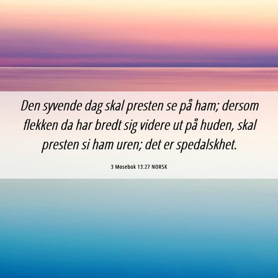 Picture 06 - 3 Mosebok 13:27 NORSK - Den syvende dag skal presten se på ham; dersom - Bible Verse Picture