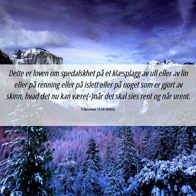 Picture 06 - 3 Mosebok 13:59 NORSK - Dette er loven om spedalskhet på et klæsplagg - Bible Verse Picture