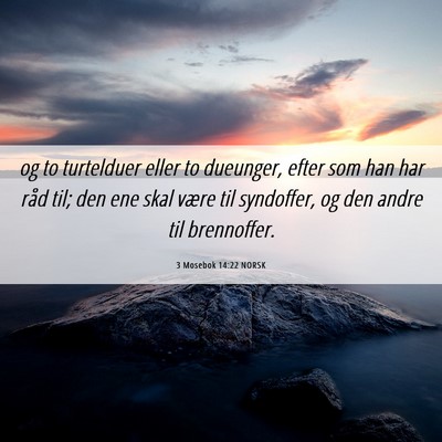 Picture 06 - 3 Mosebok 14:22 NORSK - og to turtelduer eller to dueunger, efter som han - Bible Verse Picture