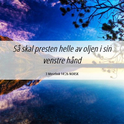 Picture 06 - 3 Mosebok 14:26 NORSK - Så skal presten helle av oljen i sin venstre - Bible Verse Picture