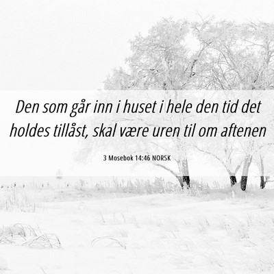 Picture 06 - 3 Mosebok 14:46 NORSK - Den som går inn i huset i hele den tid det - Bible Verse Picture
