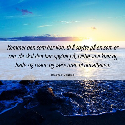 Picture 06 - 3 Mosebok 15:8 NORSK - Kommer den som har flod, til å spytte på en som - Bible Verse Picture