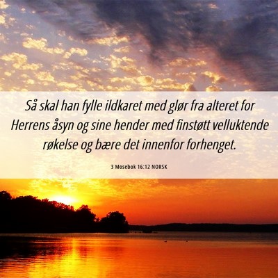 Picture 06 - 3 Mosebok 16:12 NORSK - Så skal han fylle ildkaret med glør fra alteret - Bible Verse Picture