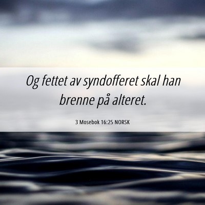 Picture 06 - 3 Mosebok 16:25 NORSK - Og fettet av syndofferet skal han brenne på - Bible Verse Picture