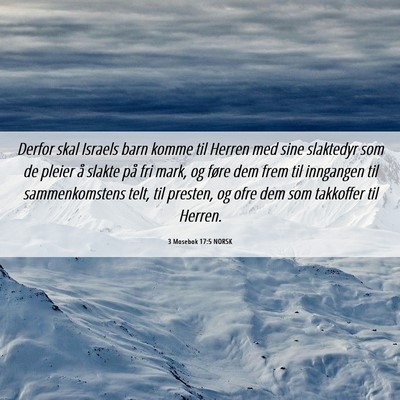 Picture 06 - 3 Mosebok 17:5 NORSK - Derfor skal Israels barn komme til Herren med - Bible Verse Picture