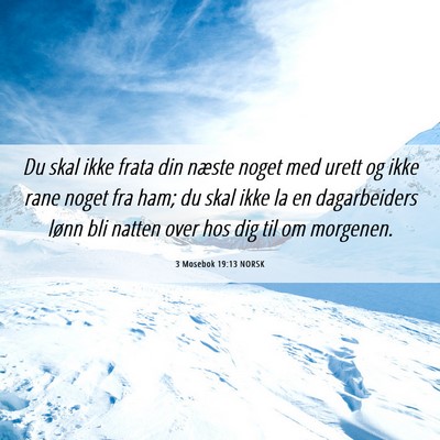 Picture 06 - 3 Mosebok 19:13 NORSK - Du skal ikke frata din næste noget med urett og - Bible Verse Picture