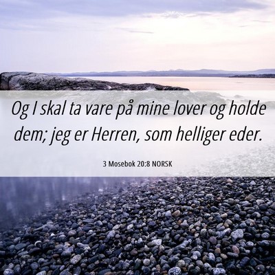 Picture 06 - 3 Mosebok 20:8 NORSK - Og I skal ta vare på mine lover og holde dem; - Bible Verse Picture