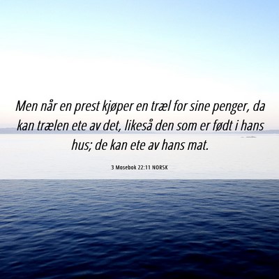 Picture 06 - 3 Mosebok 22:11 NORSK - Men når en prest kjøper en træl for sine - Bible Verse Picture