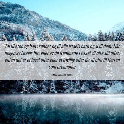 Picture 06 - 3 Mosebok 22:18 NORSK - Tal til Aron og hans sønner og til alle Israels - Bible Verse Picture