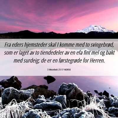 Picture 06 - 3 Mosebok 23:17 NORSK - Fra eders hjemsteder skal I komme med to - Bible Verse Picture