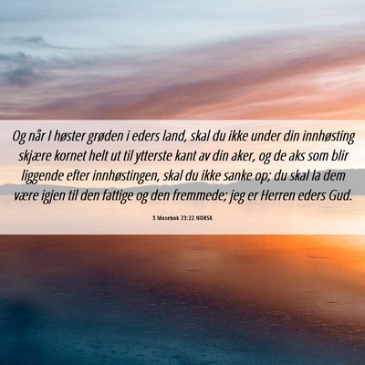 Picture 06 - 3 Mosebok 23:22 NORSK - Og når I høster grøden i eders land, skal du - Bible Verse Picture