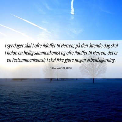 Picture 06 - 3 Mosebok 23:36 NORSK - I syv dager skal I ofre ildoffer til Herren; på - Bible Verse Picture