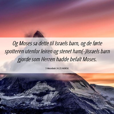 Picture 06 - 3 Mosebok 24:23 NORSK - Og Moses sa dette til Israels barn, og de førte - Bible Verse Picture