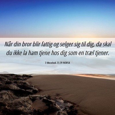 Picture 06 - 3 Mosebok 25:39 NORSK - Når din bror blir fattig og selger sig til dig, - Bible Verse Picture