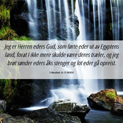 Picture 06 - 3 Mosebok 26:13 NORSK - Jeg er Herren eders Gud, som førte eder ut av - Bible Verse Picture