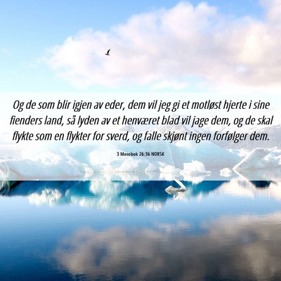 Picture 06 - 3 Mosebok 26:36 NORSK - Og de som blir igjen av eder, dem vil jeg gi et - Bible Verse Picture