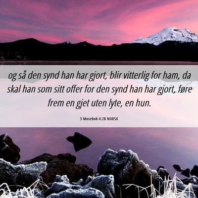 Picture 06 - 3 Mosebok 4:28 NORSK - og så den synd han har gjort, blir vitterlig for - Bible Verse Picture