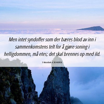Picture 06 - 3 Mosebok 6:30 NORSK - Men intet syndoffer som der bæres blod av inn i - Bible Verse Picture