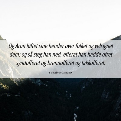 Picture 06 - 3 Mosebok 9:22 NORSK - Og Aron løftet sine hender over folket og - Bible Verse Picture