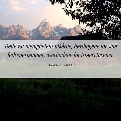 Picture 06 - 4 Mosebok 1:16 NORSK - Dette var menighetens utkårne, høvdingene for - Bible Verse Picture
