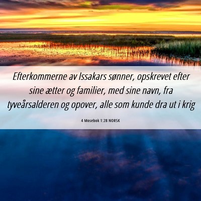 Picture 06 - 4 Mosebok 1:28 NORSK - Efterkommerne av Issakars sønner, opskrevet - Bible Verse Picture