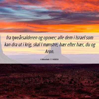 Picture 06 - 4 Mosebok 1:3 NORSK - fra tyveårsalderen og opover; alle dem i Israel - Bible Verse Picture