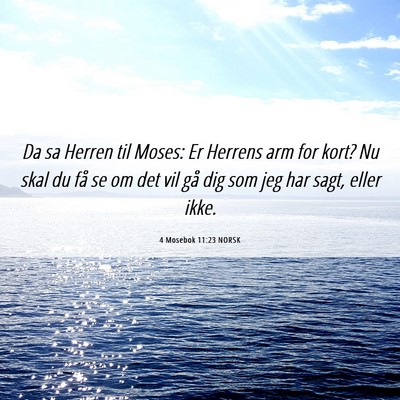 Picture 06 - 4 Mosebok 11:23 NORSK - Da sa Herren til Moses: Er Herrens arm for kort? - Bible Verse Picture