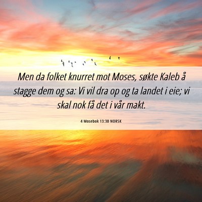 Picture 06 - 4 Mosebok 13:30 NORSK - Men da folket knurret mot Moses, søkte Kaleb å - Bible Verse Picture